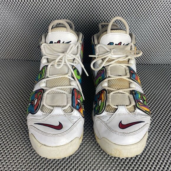 Nike Air More Uptempo Peace Love Swoosh Sneakers Mens 11.5 White Lace Up Logo main image 9